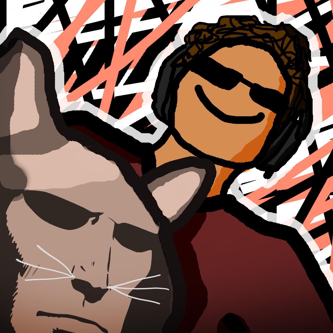 KovoSaysHii — personaje con gafas de sol y su gato